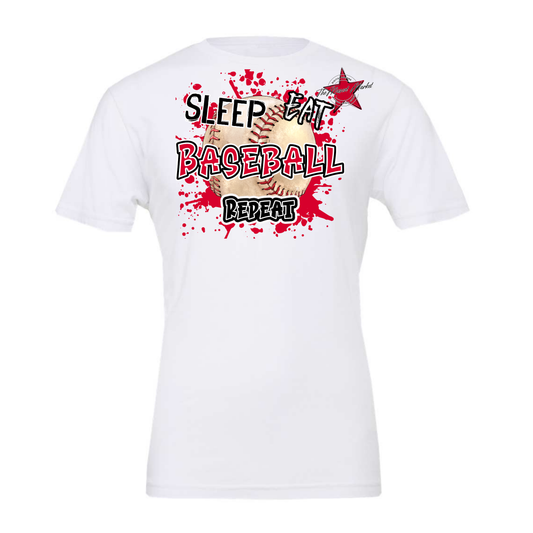 Eat Sleep Baseball Repeat Design-Red