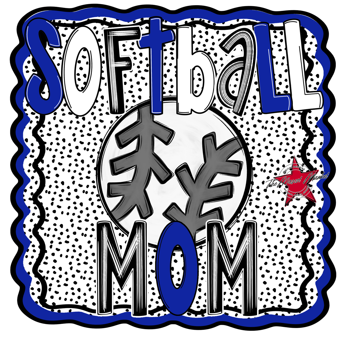 Softball Mom Dot Design-Royal Blue