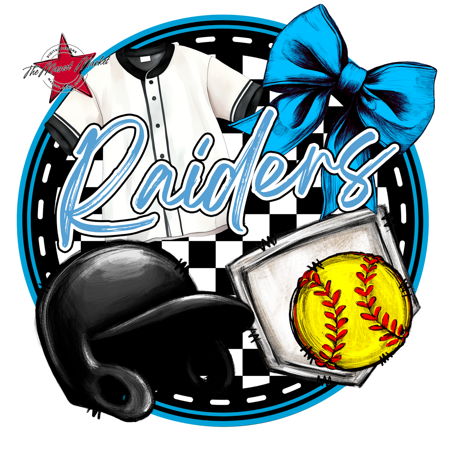 Raiders Circle Softball Design-Carolina Blue