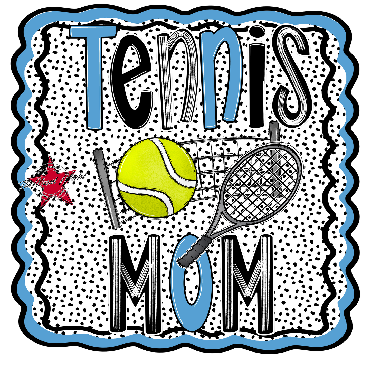 Tennis Mom Dot Design-Carolina Blue