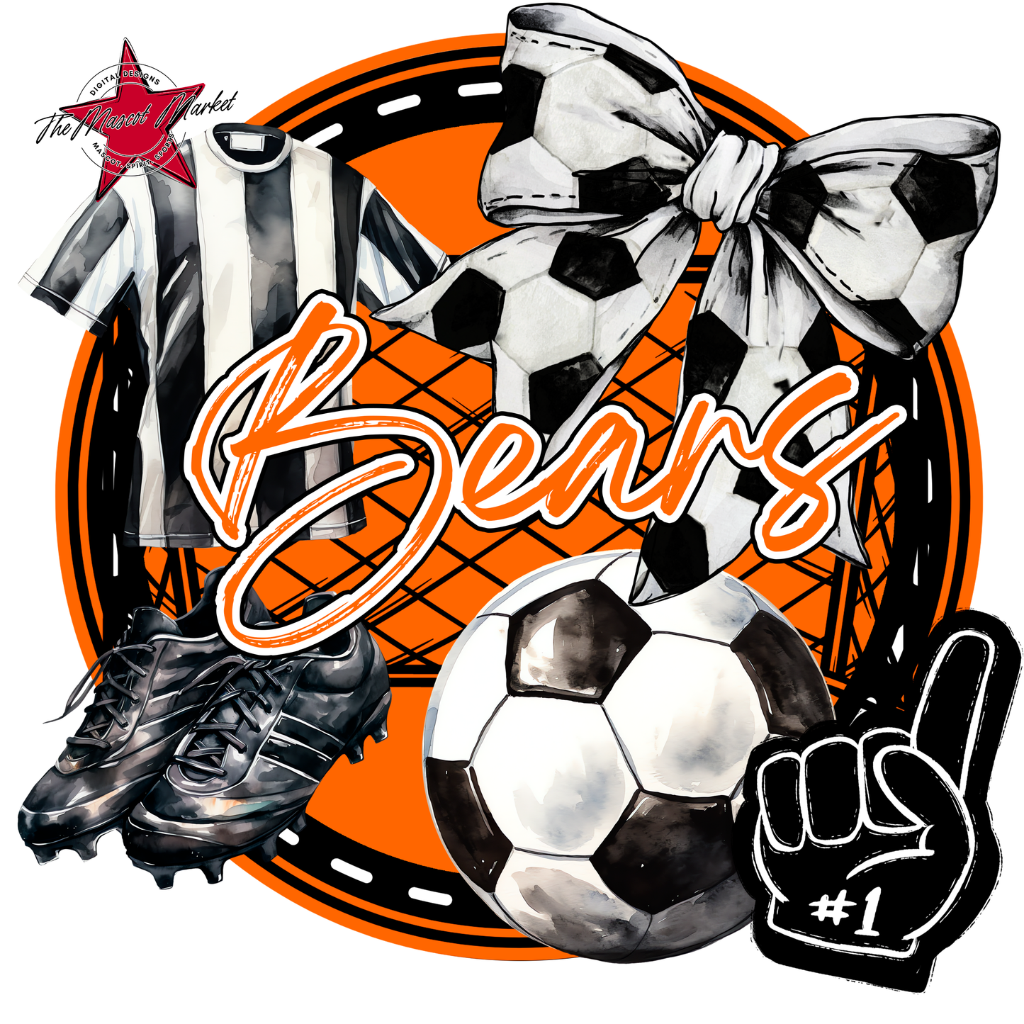 Bears Circle Soccer Design-Orange