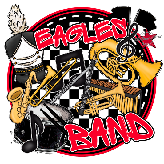 Eagles Circle Band Design-Bright Red