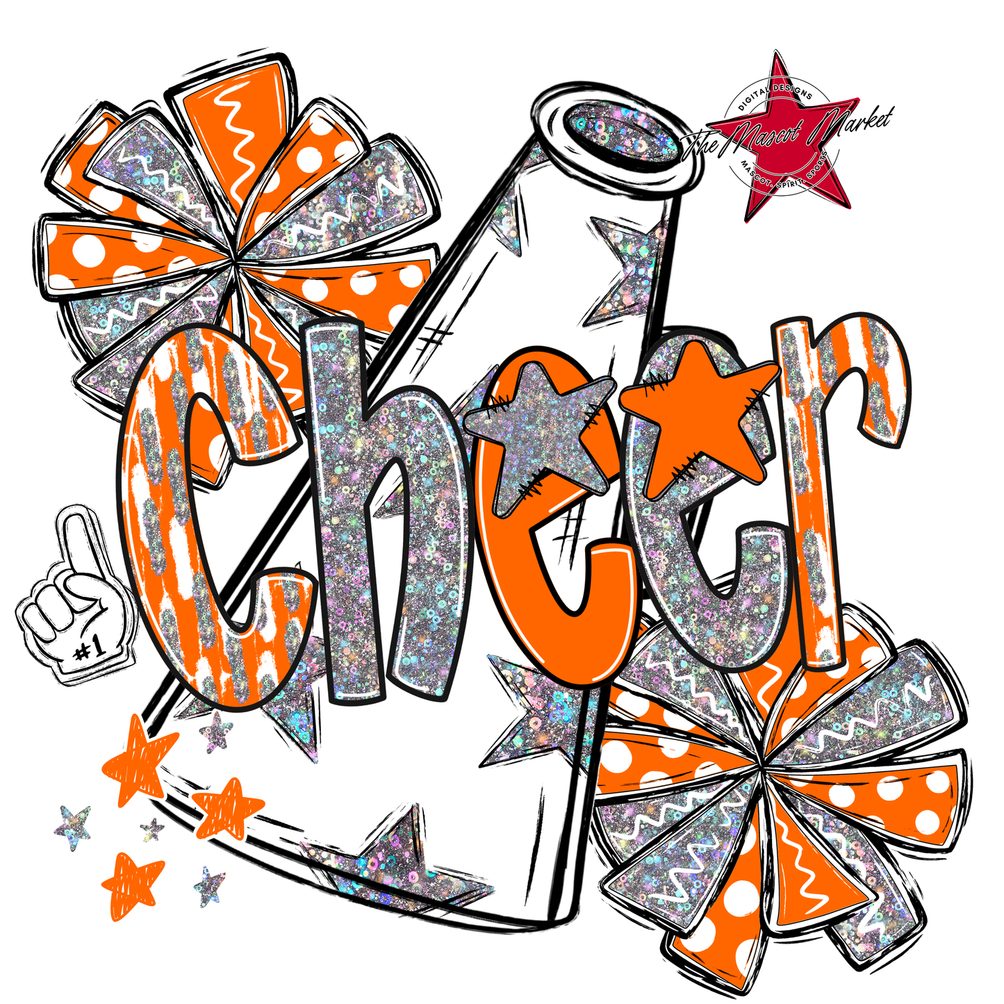 Cheer Megaphone Scrape Holigraphic-Orange