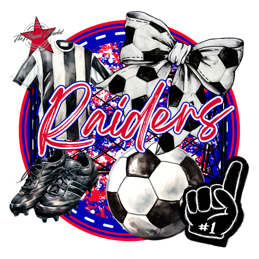 Raiders Circle Soccer Design-Red-Blue