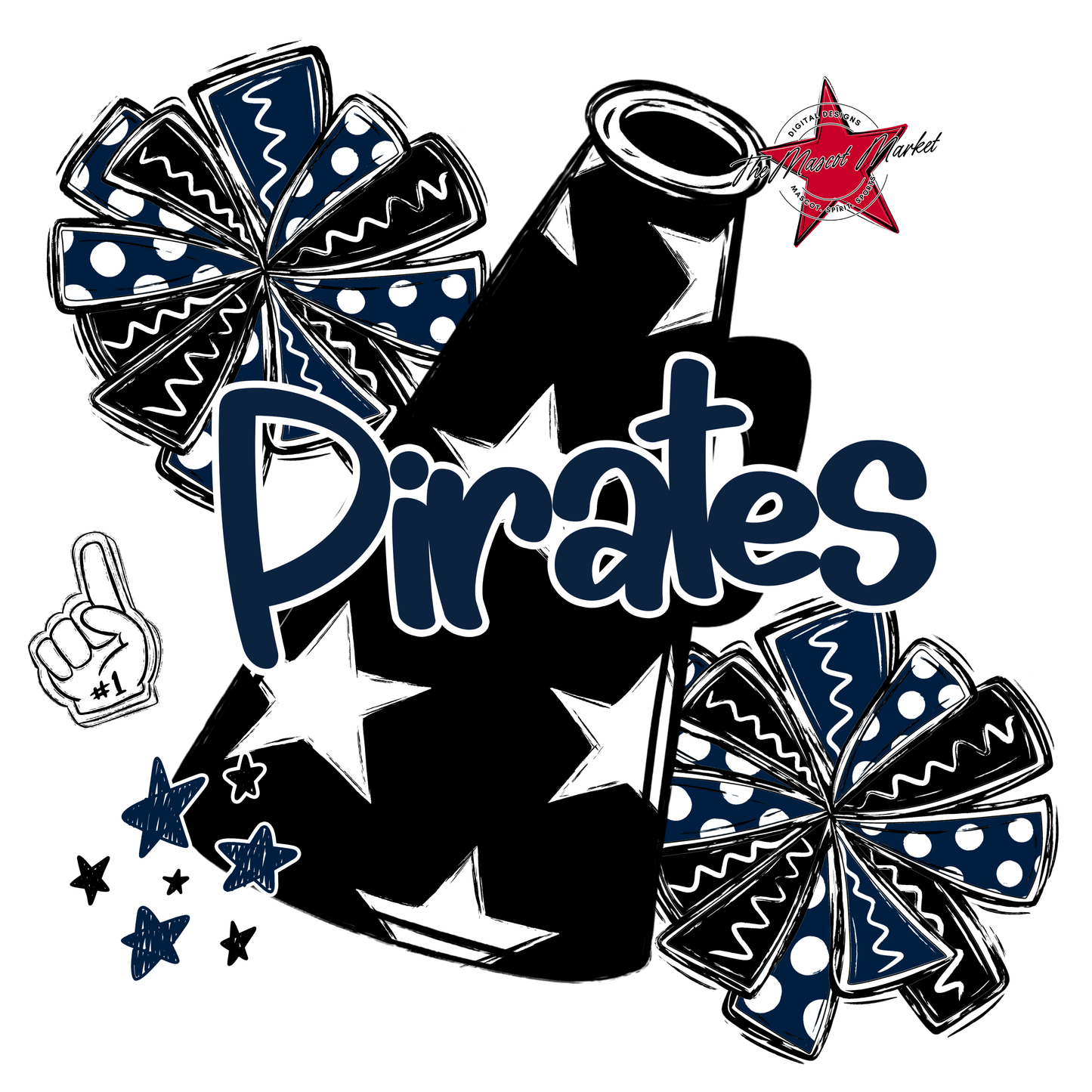 Pirates Alpha Megaphone Design-Navy