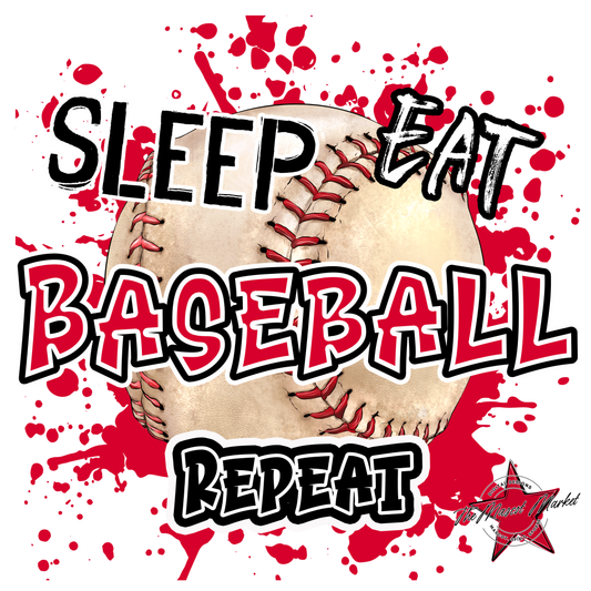 Eat Sleep Baseball Repeat Design-Red