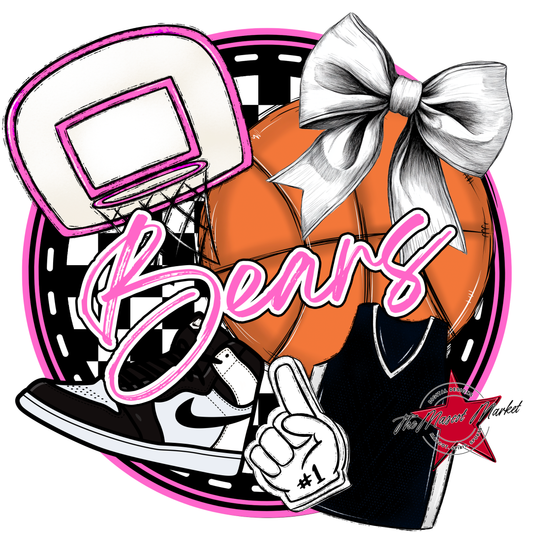 Bears Circle Basketball Design-Baby Pink