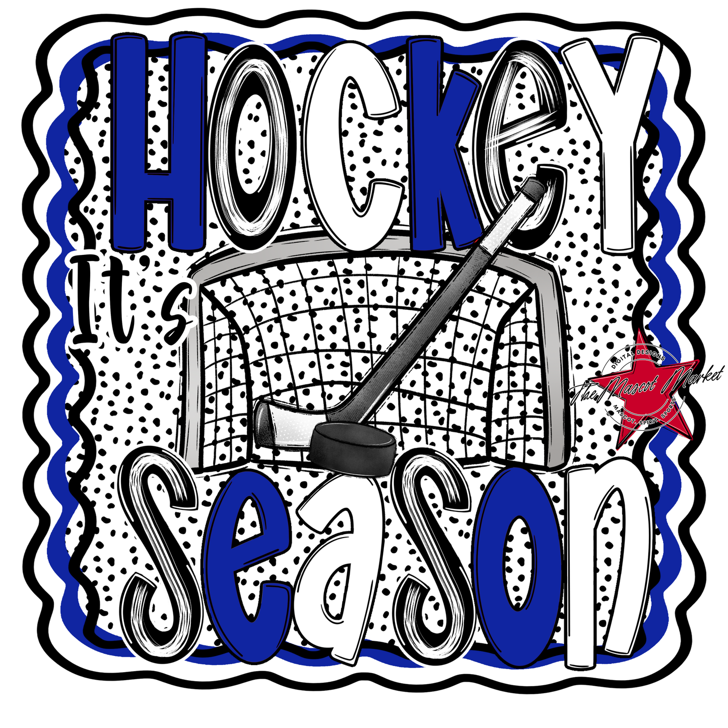 It's Hockey Season Dot Design-Royal Blue
