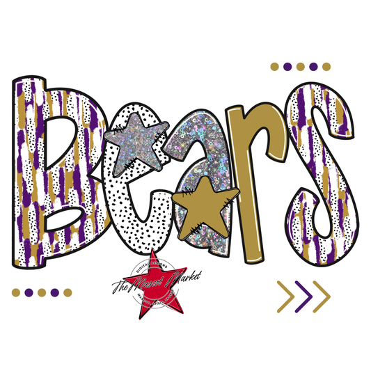Bears Brushstroke Alpha Design-Purple-Gold