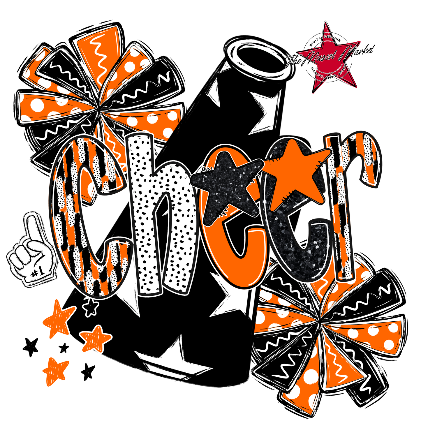 Cheer Megaphone Scrape Black-Orange