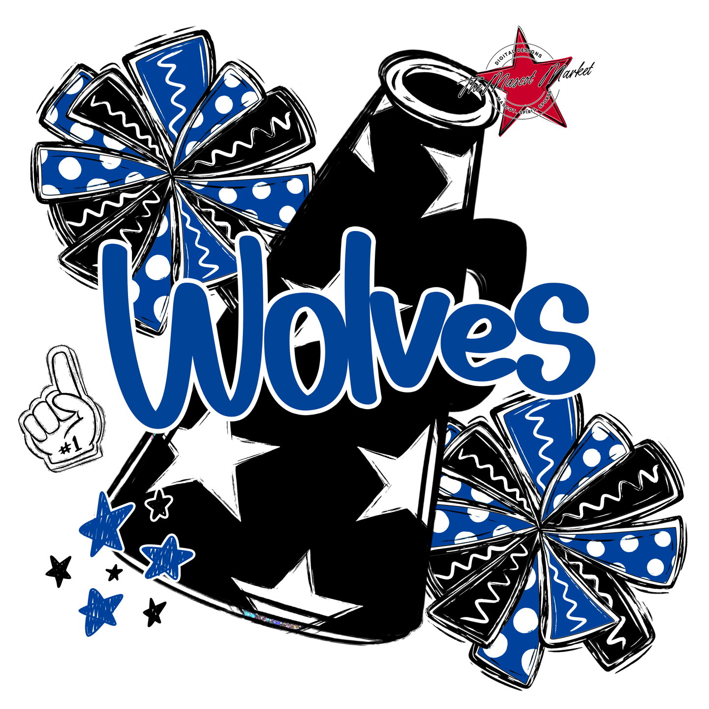 Wolves Alpha Megaphone Design-Off Blue
