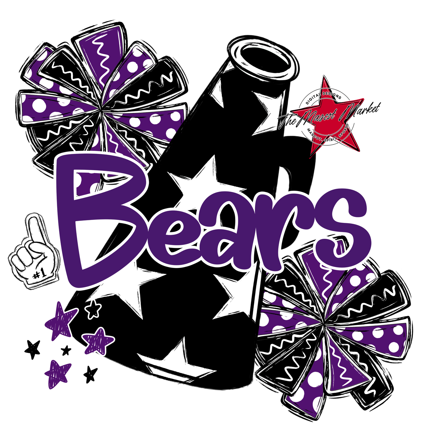 Bears Megaphone Alpha Design-Purple