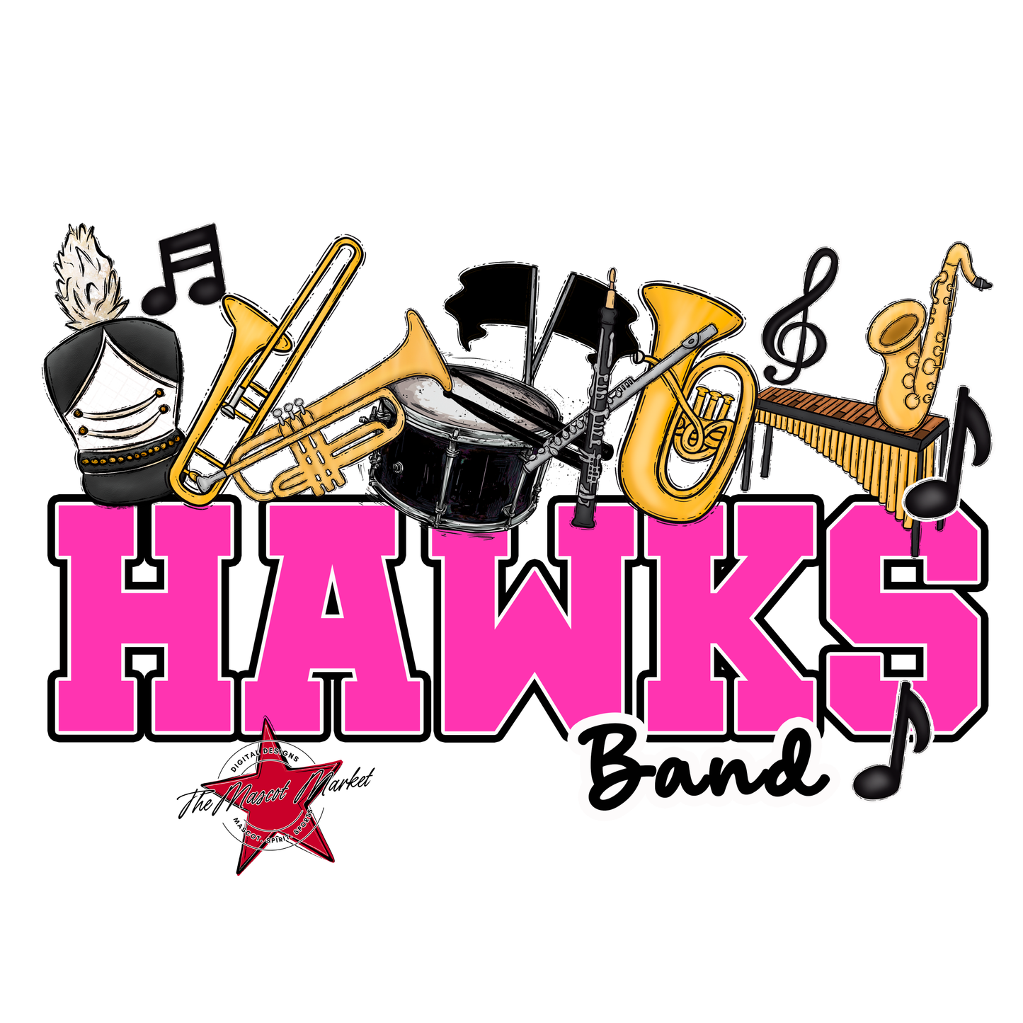 Hawks Varsity Band-Pink