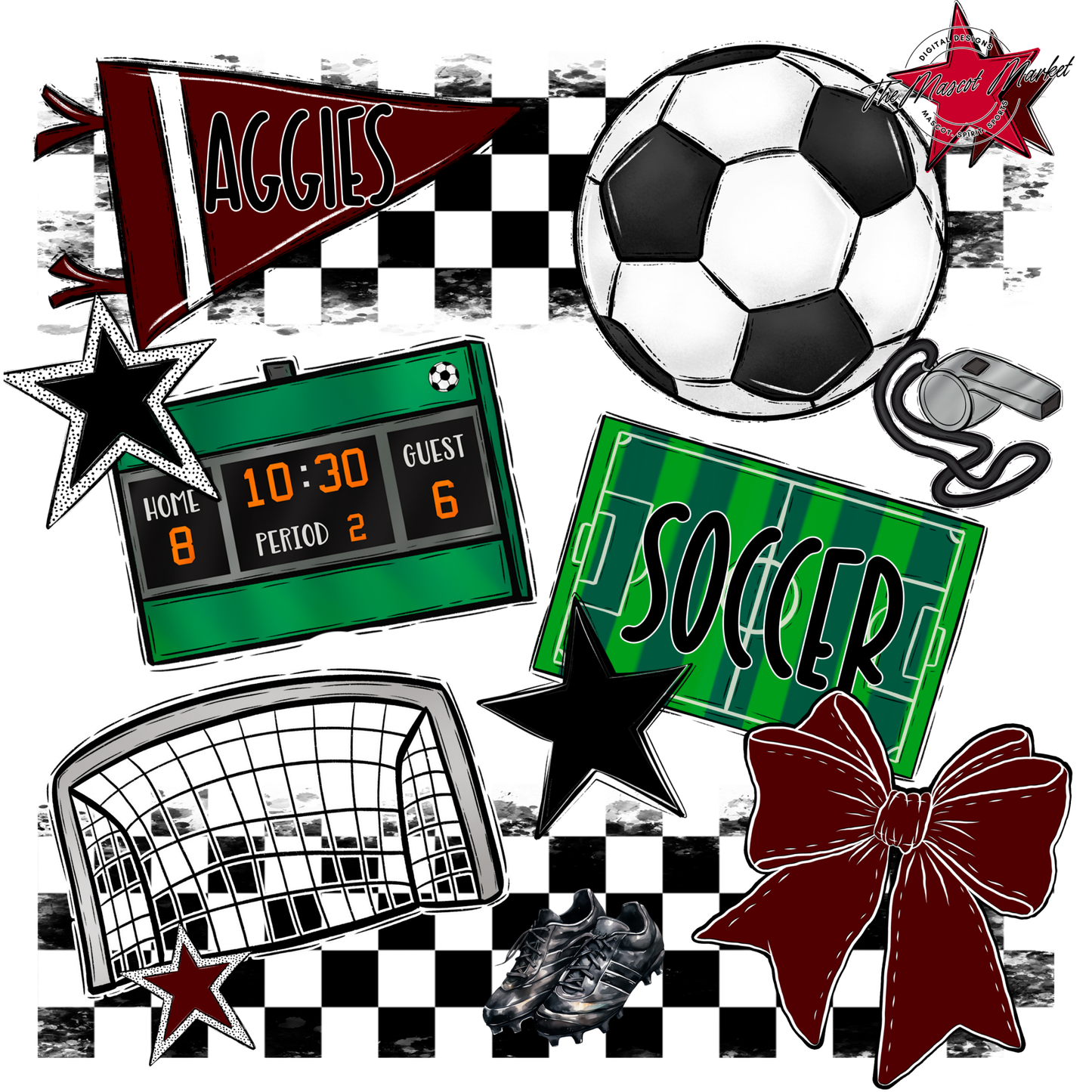 Aggies Soccer Checkers Design-Maroon