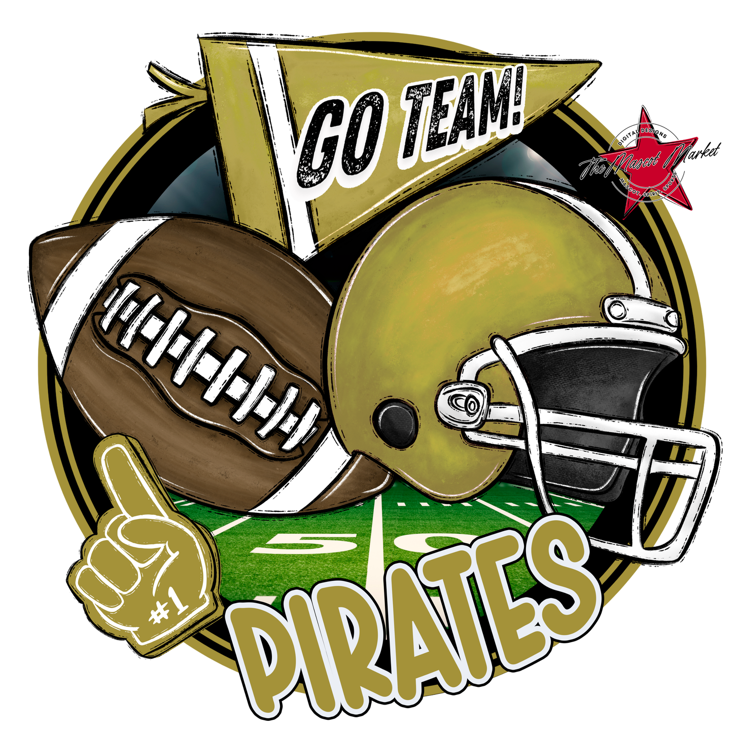 Pirates Circle Football Design-Gold