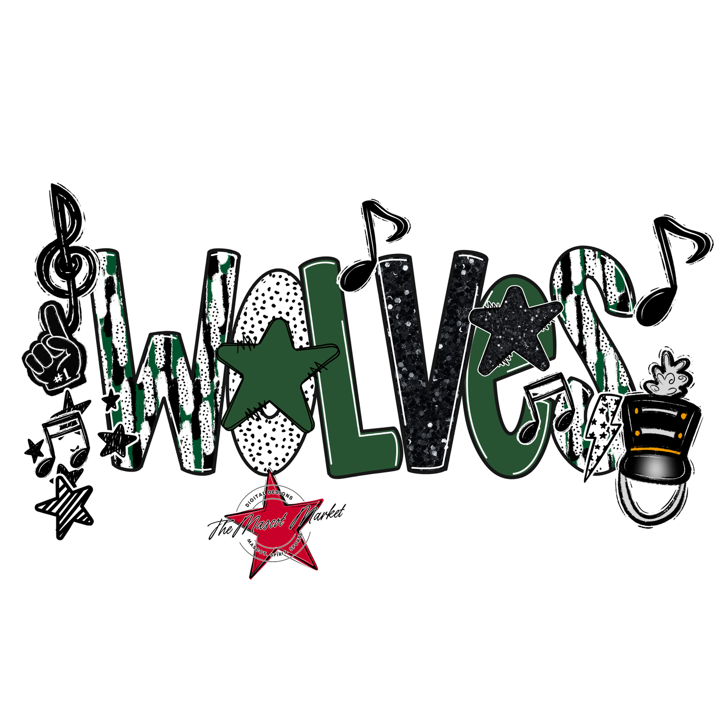 Wolves Band Scrape-Green