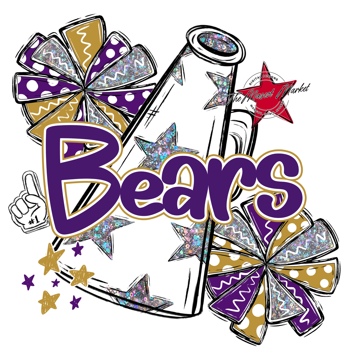 Bears Megaphone Alpha Design-Purple-Gold
