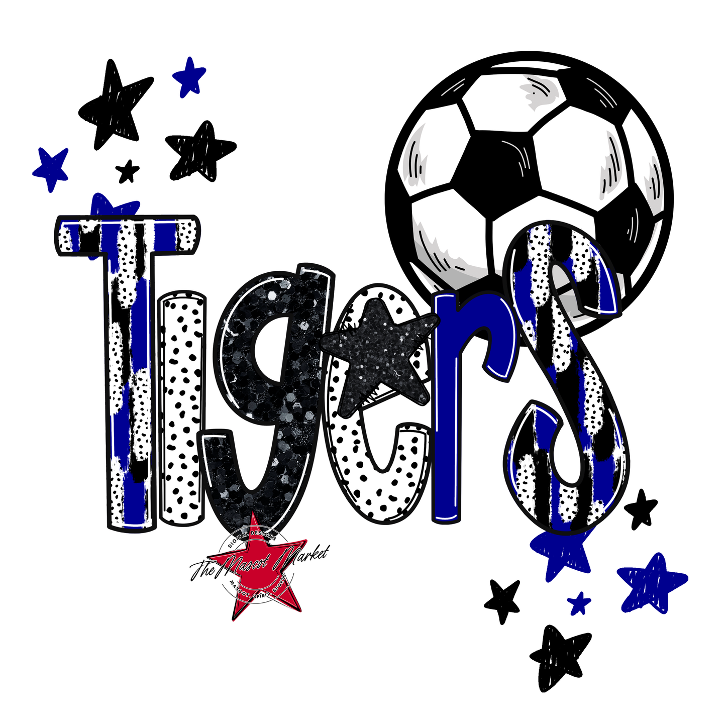 Tigers Soccer Scrape-Blue