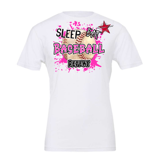 Eat Sleep Baseball Repeat Design-Pink