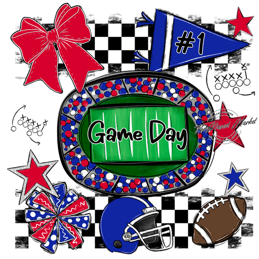 Game Day Checkers Spirit Design-Blue-Red