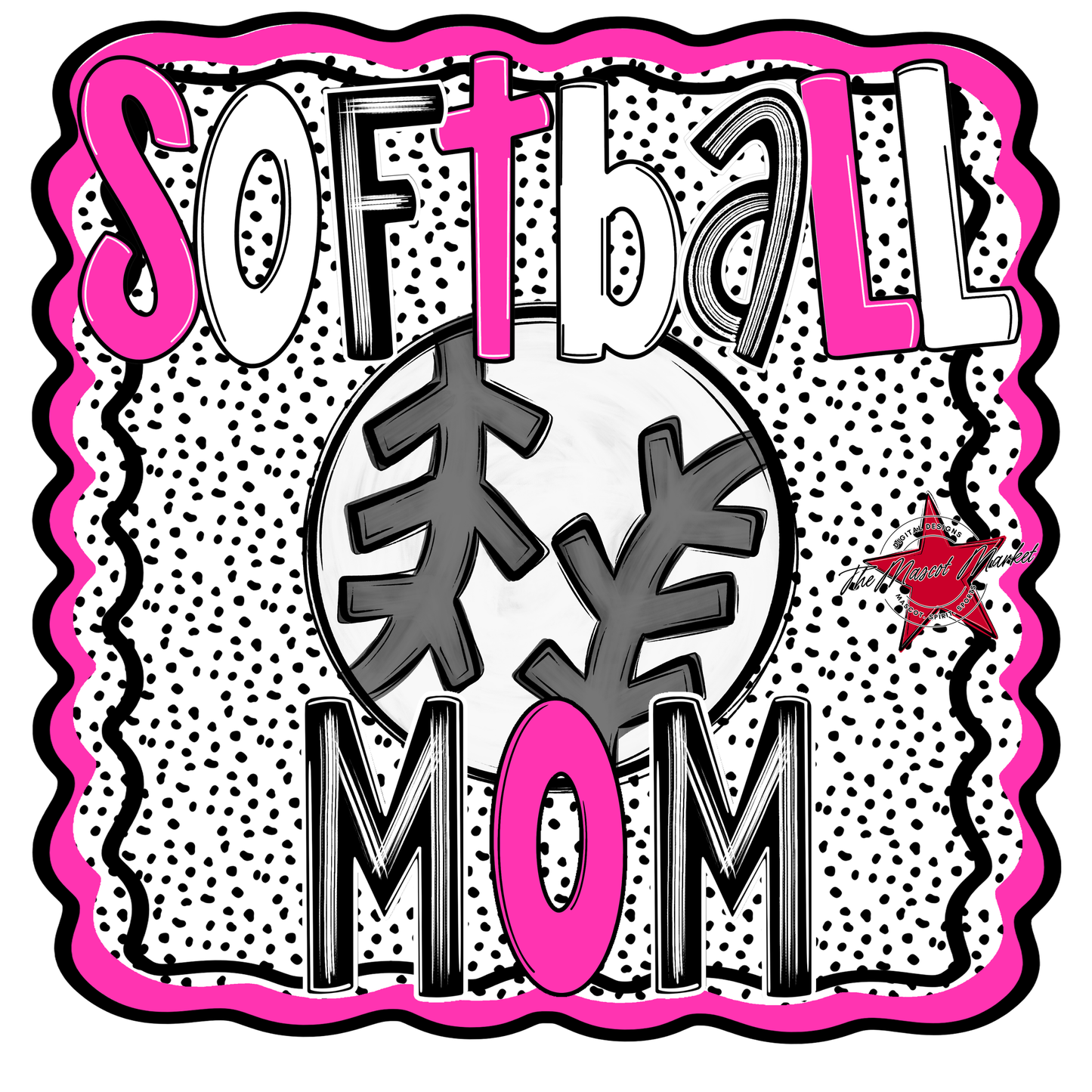 Softball Mom Dot Design-Baby Pink