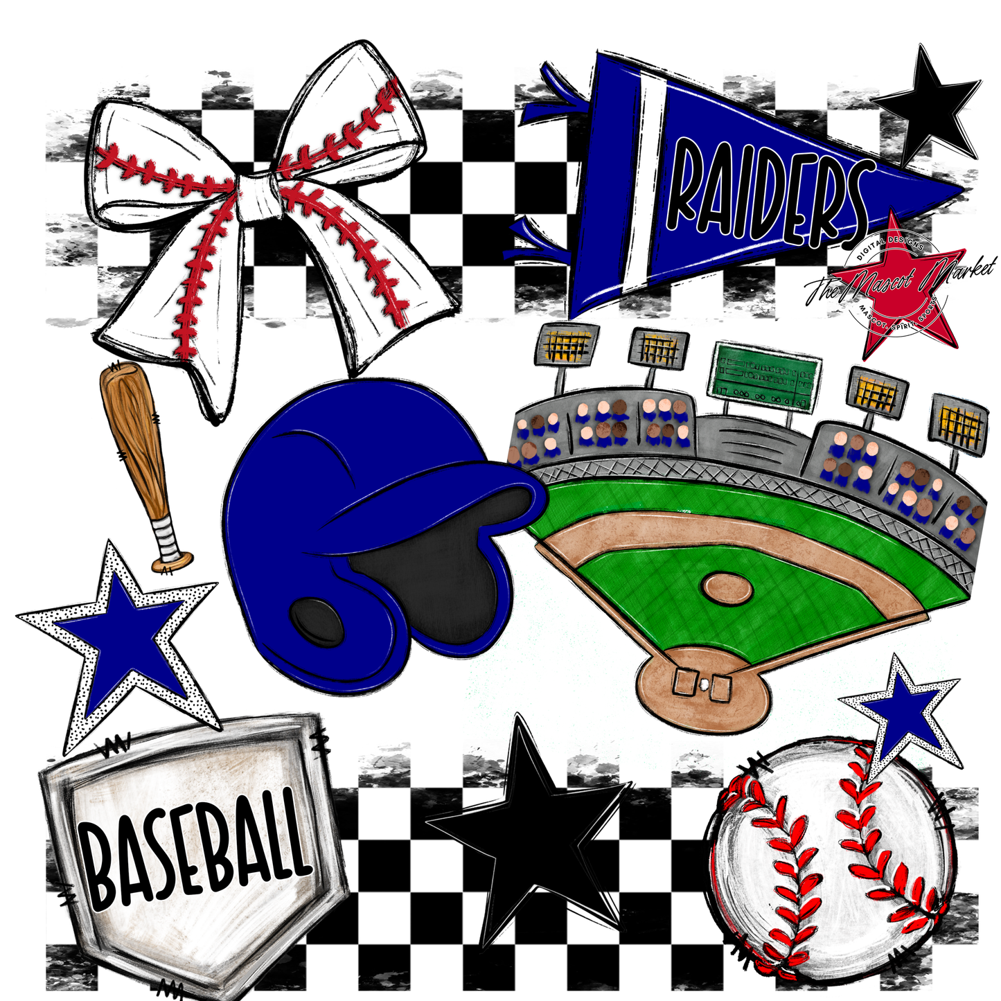 Raiders Baseball Checkers Design-Blue