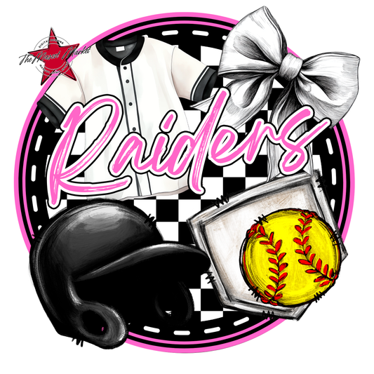 Raiders Circle Softball Design-Baby Pink