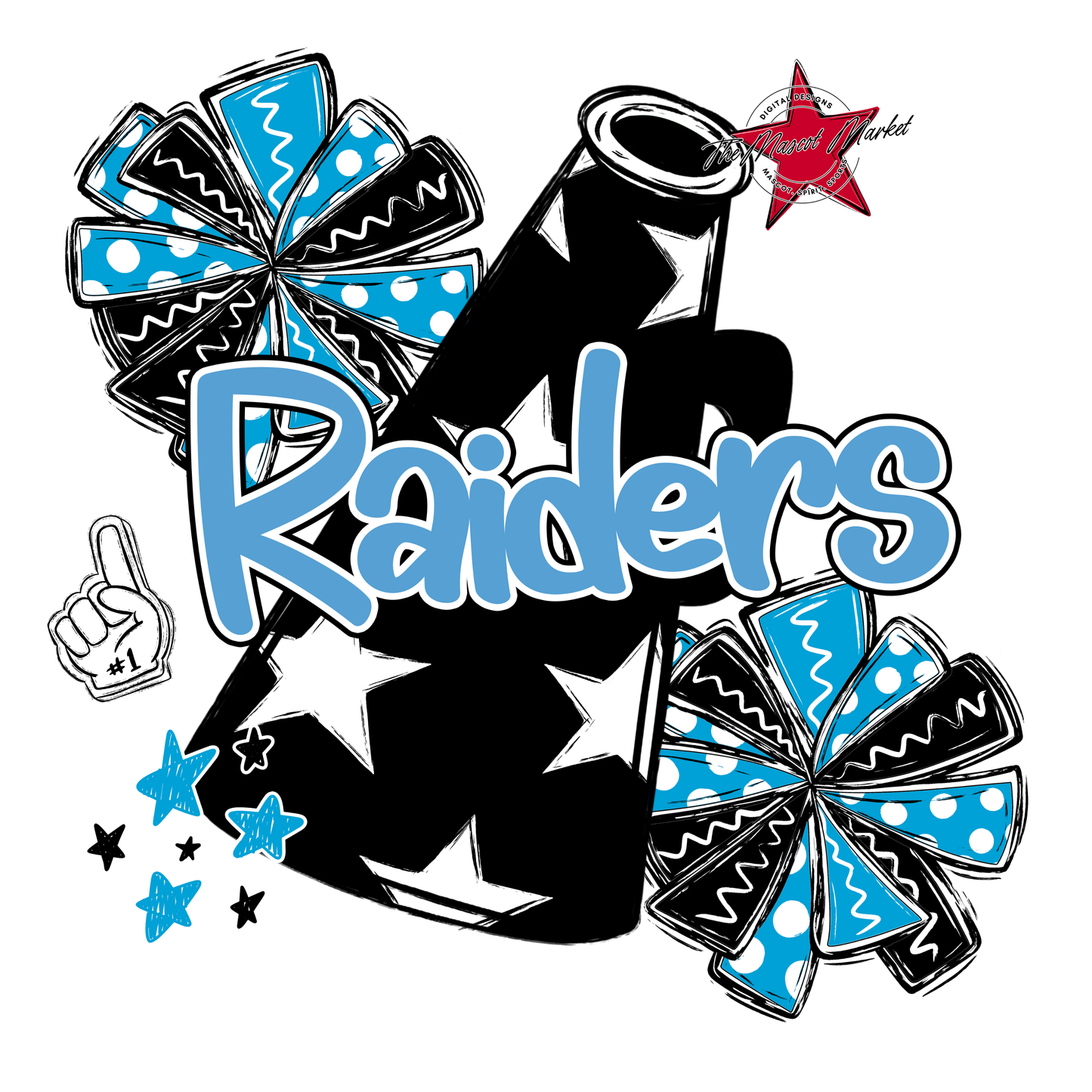Raiders Alpha Megaphone Cheer-Carolina Blue