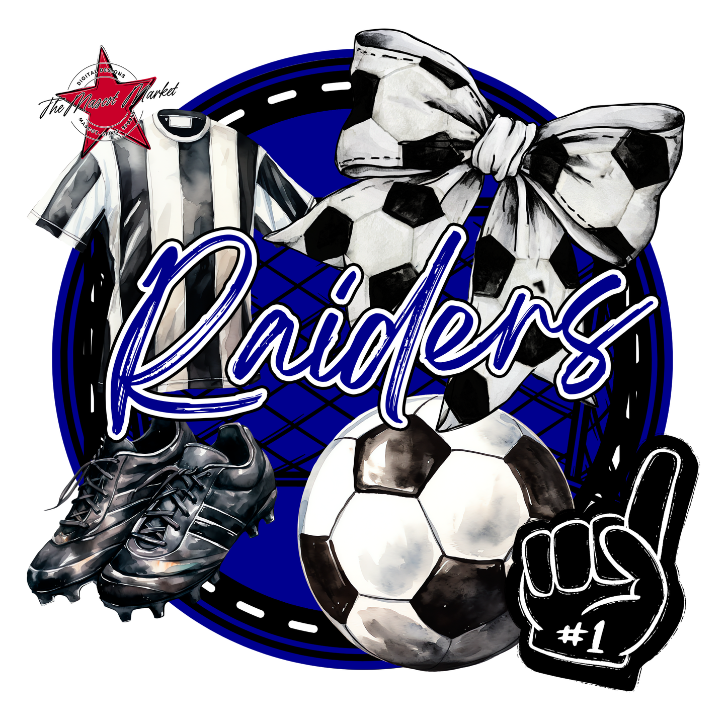 Raiders Circle Soccer Design-Blue