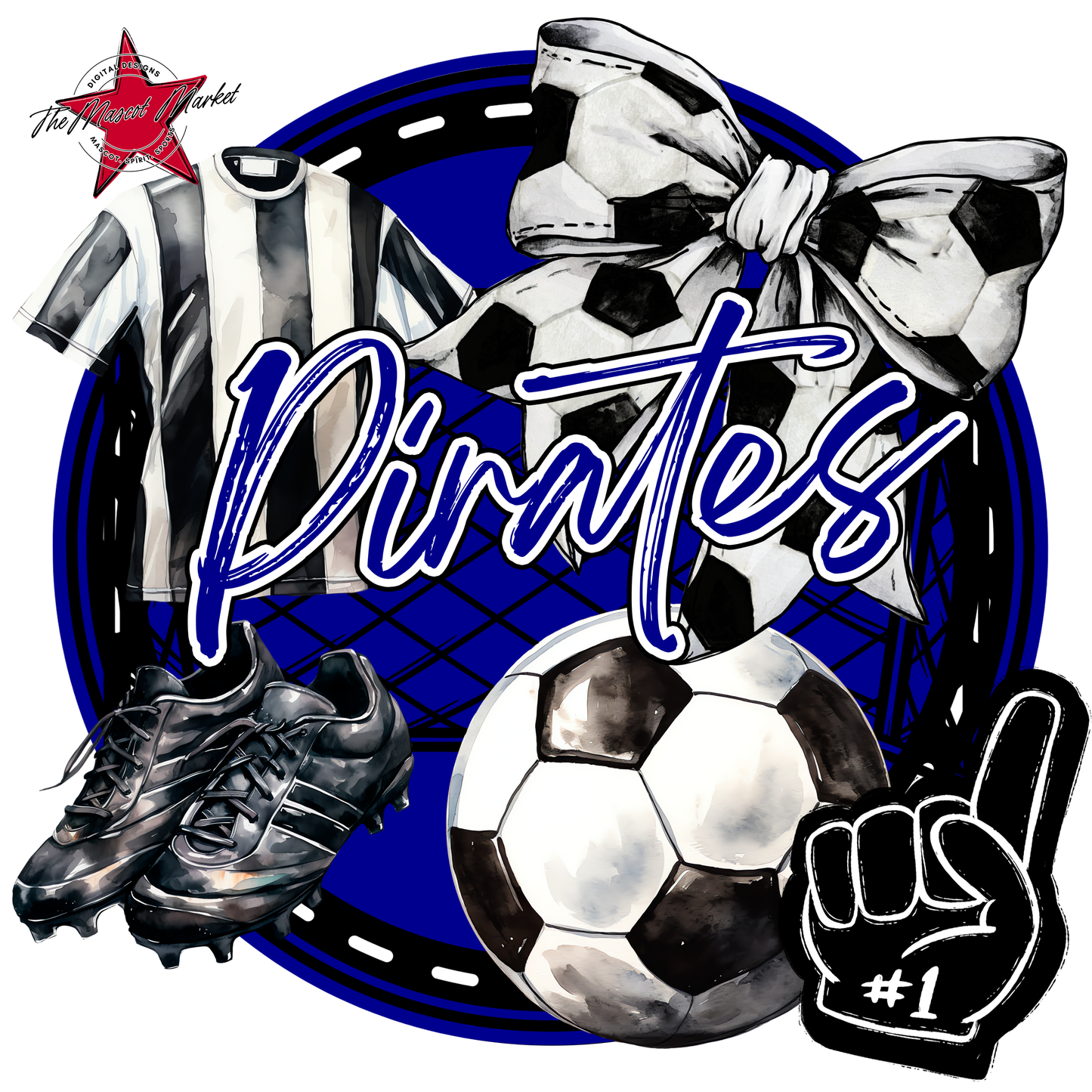Pirates Circle Soccer Design-Blue