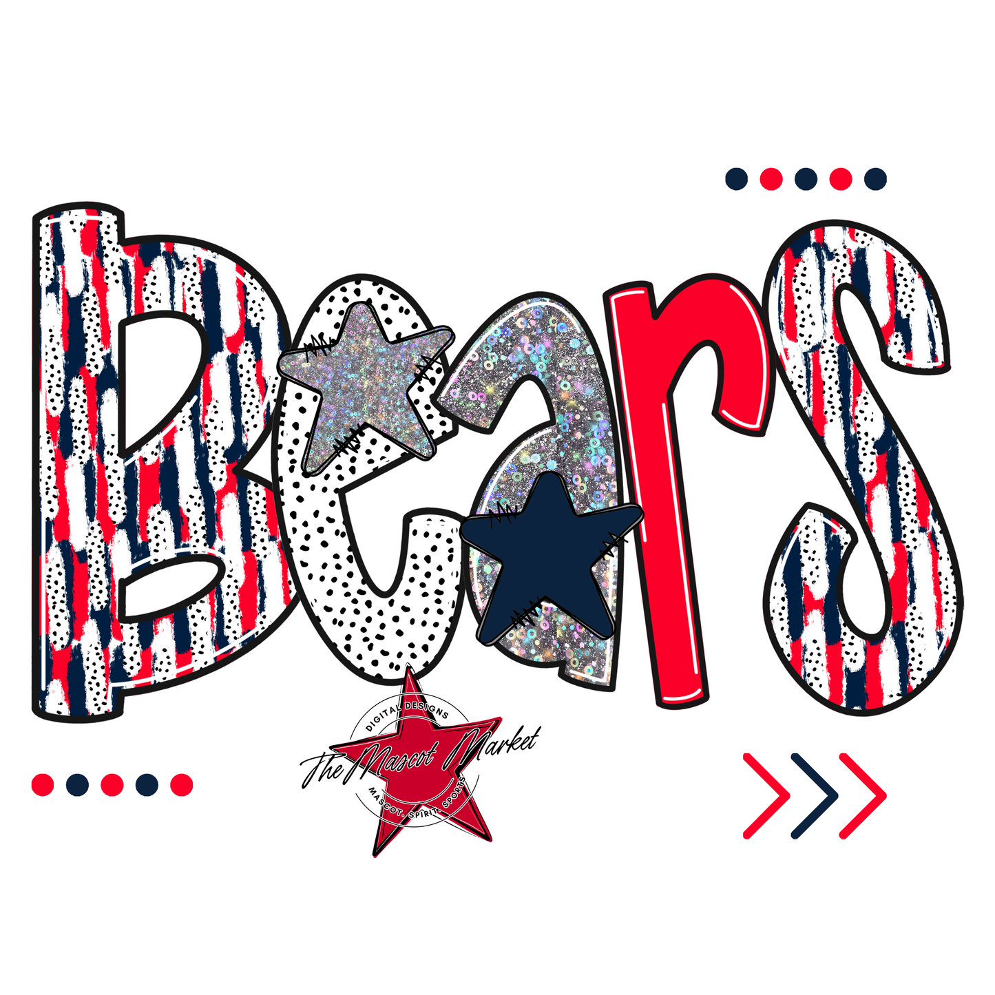 Bears Brushstroke Alpha Design-Navy-Red