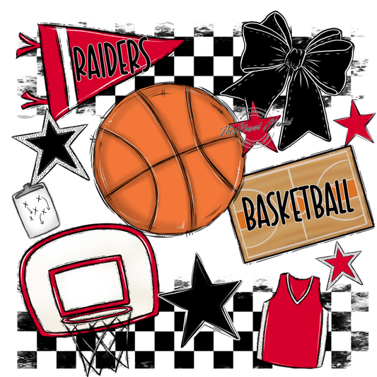 Raiders Basketball Checkers Design-Red