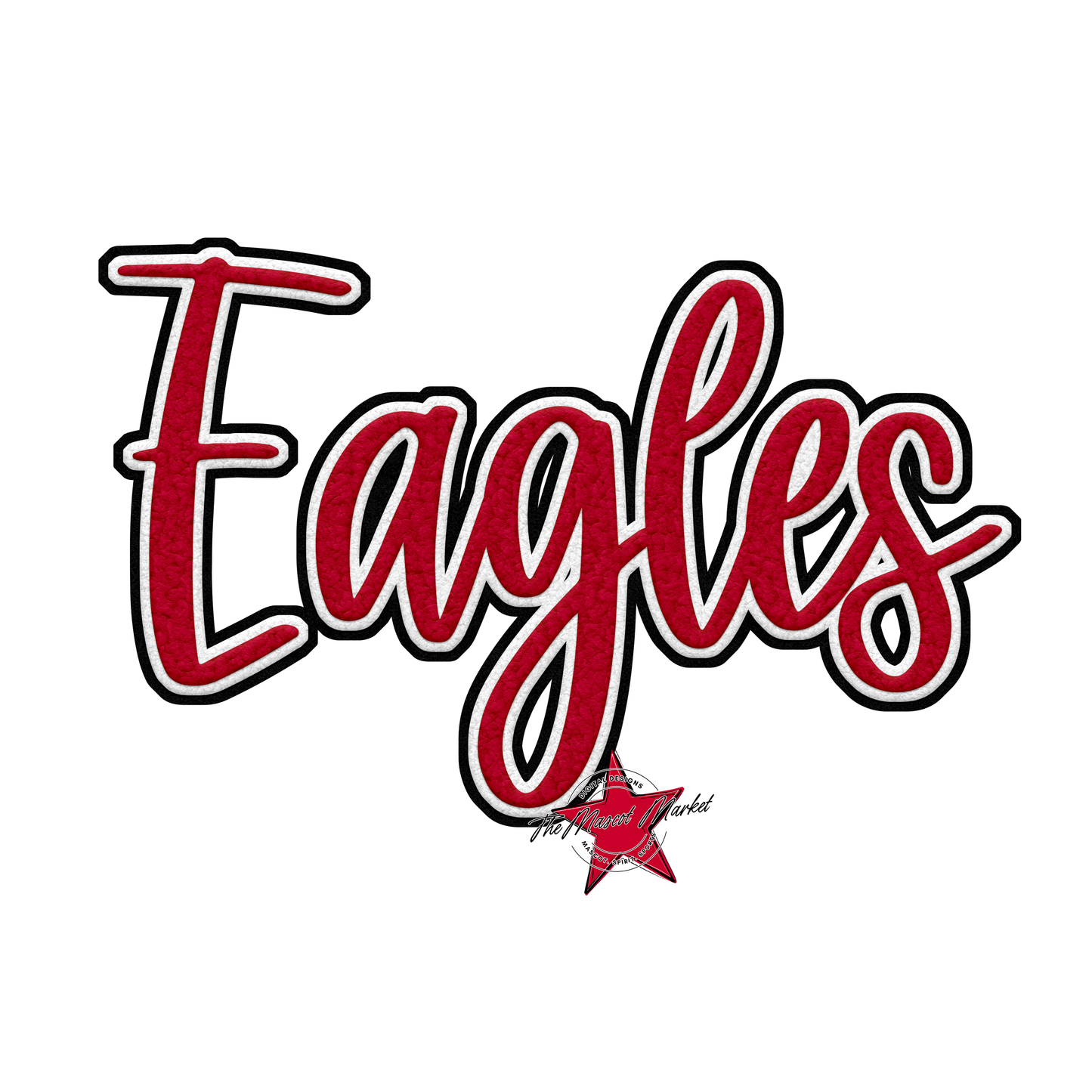 Eagles Faux Chenille Patch-Navy-Red
