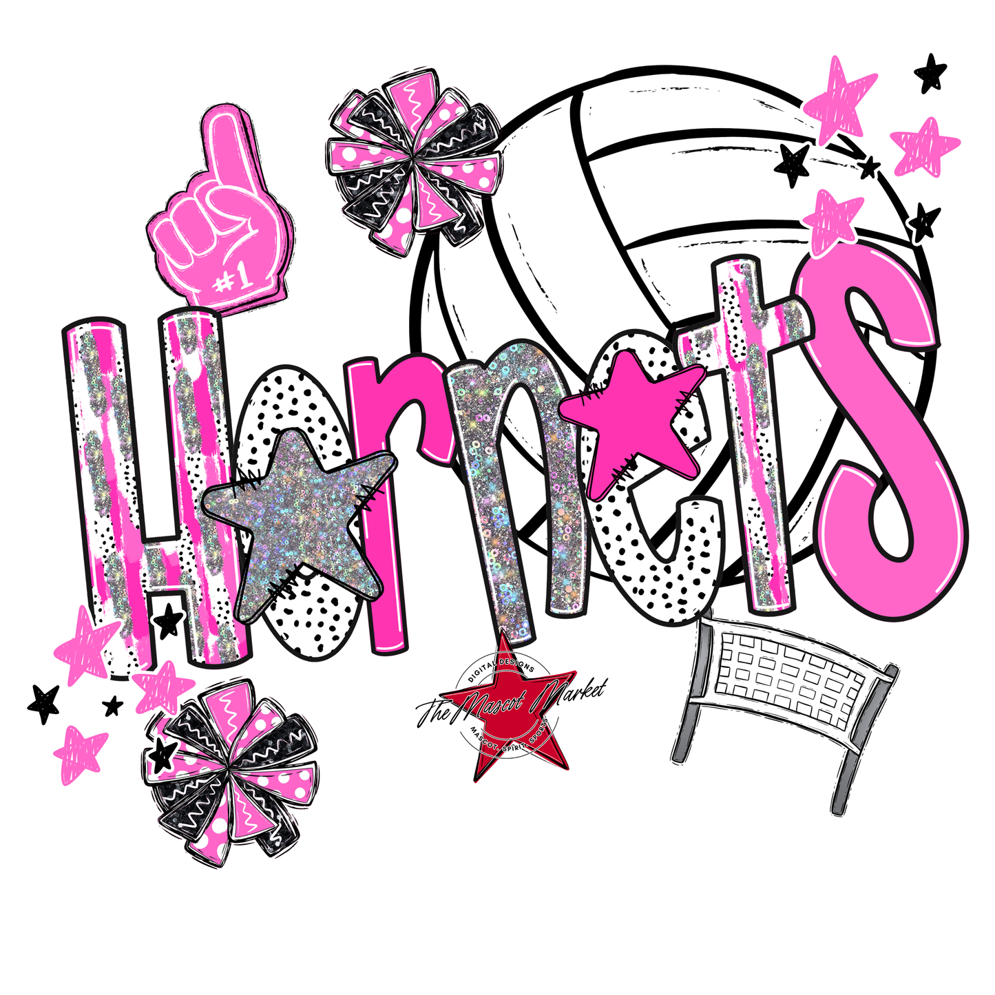 Hornets Volleyball Scrape-Pink