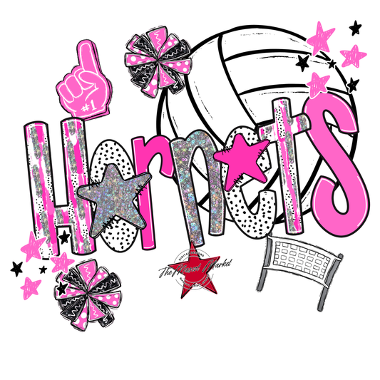 Hornets Volleyball Scrape-Pink