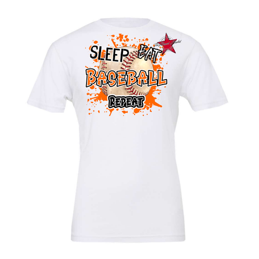 Eat Sleep Baseball Repeat Design-Orange