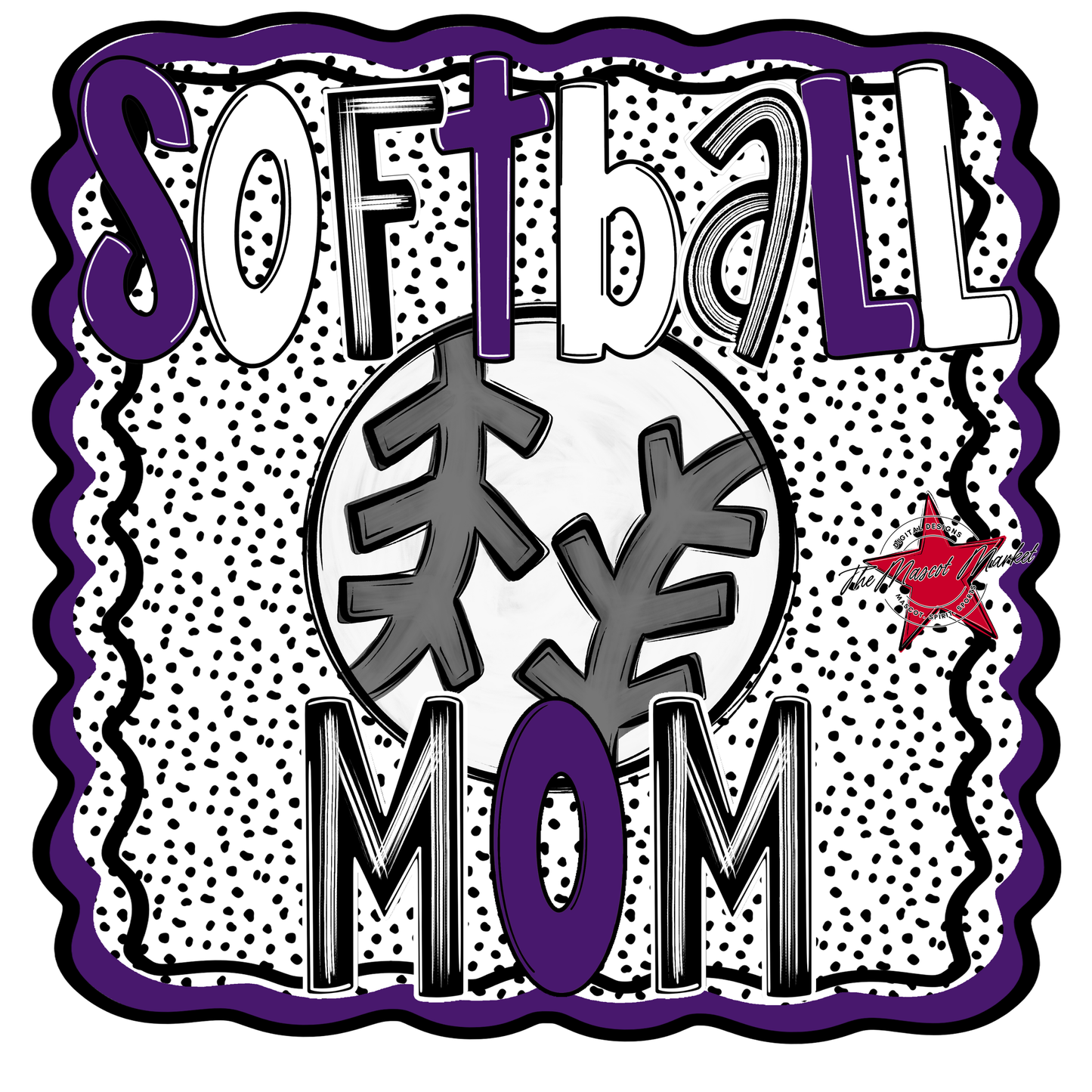 Softball Mom Dot Design-Purple
