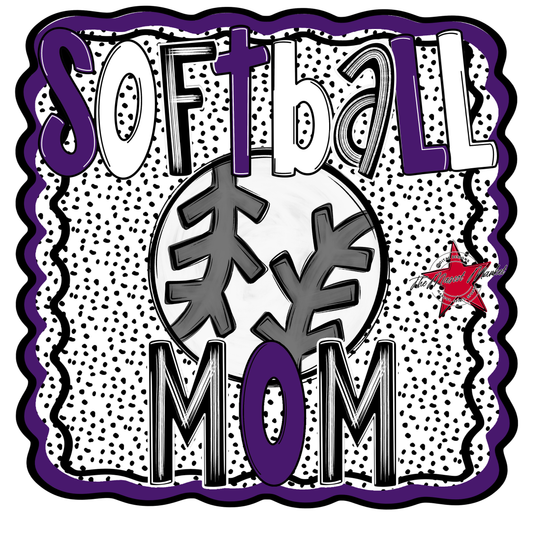 Softball Mom Dot Design-Purple