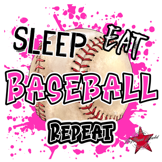 Eat Sleep Baseball Repeat Design-Pink