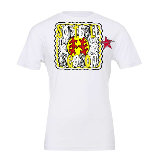 It's Softball Season Dot Design-Bright Yellow