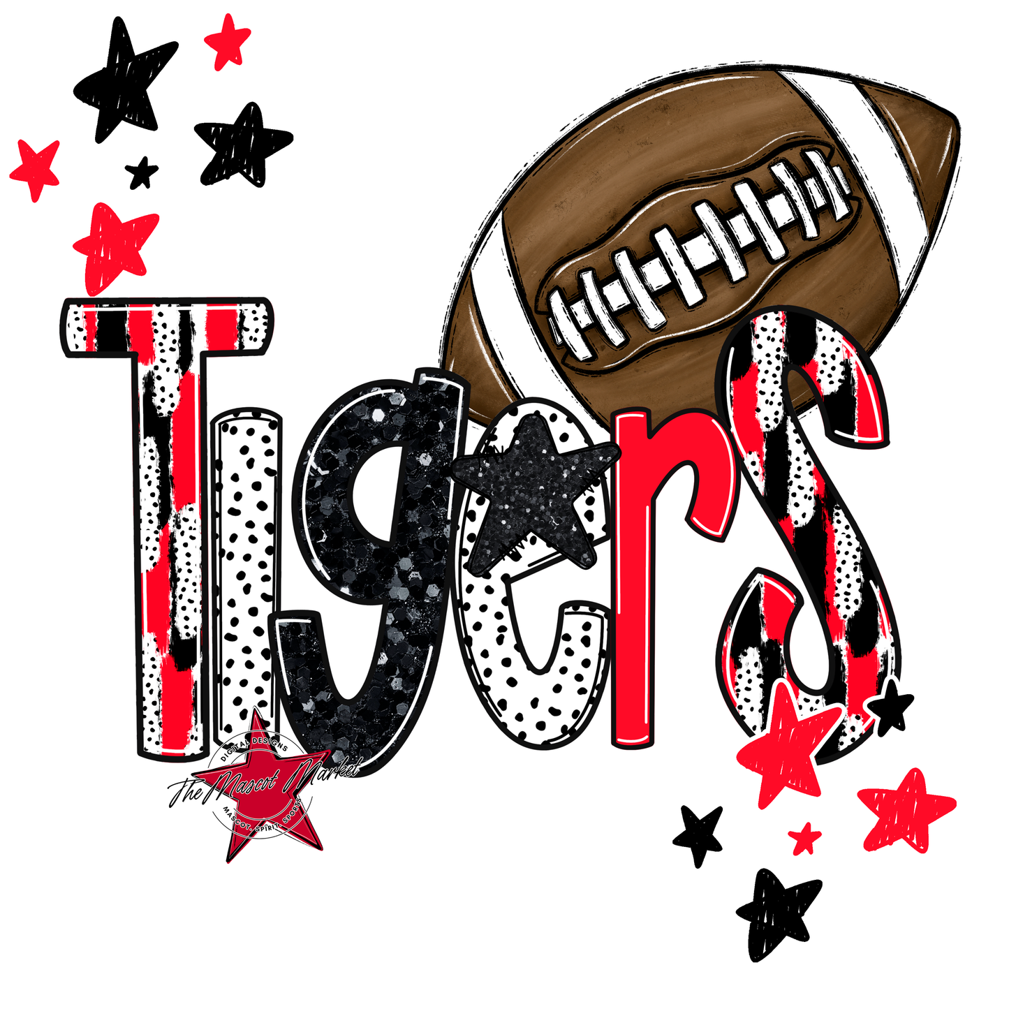 Tigers Football Scrape-Bright Red