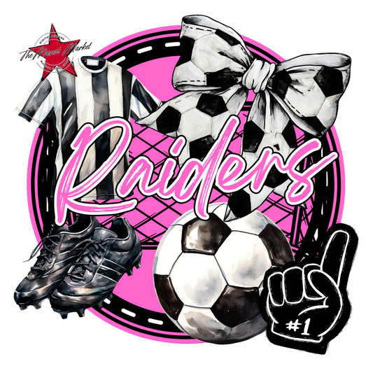 Raiders Circle Soccer Design-Baby Pink