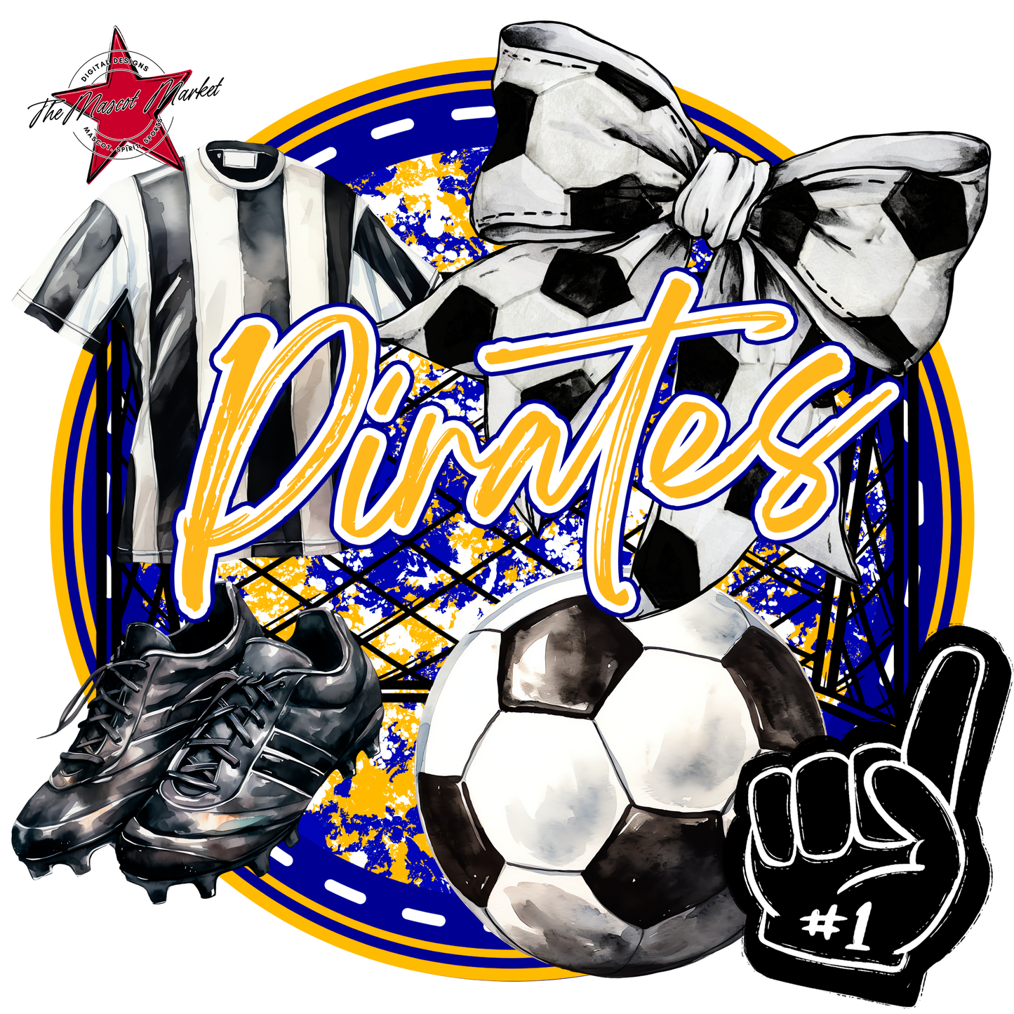 Pirates Circle Soccer Design-Blue-Yellow