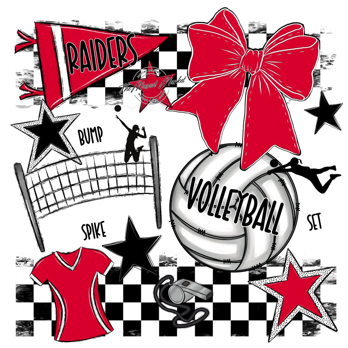 Raiders Volleyball Checkers Design-Red