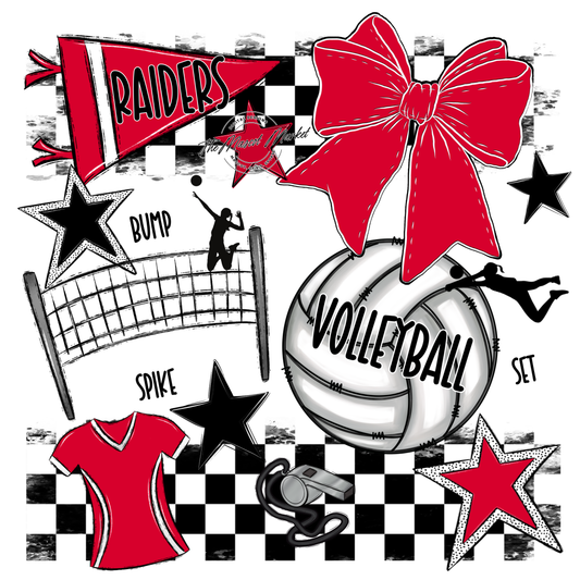 Raiders Volleyball Checkers Design-Red