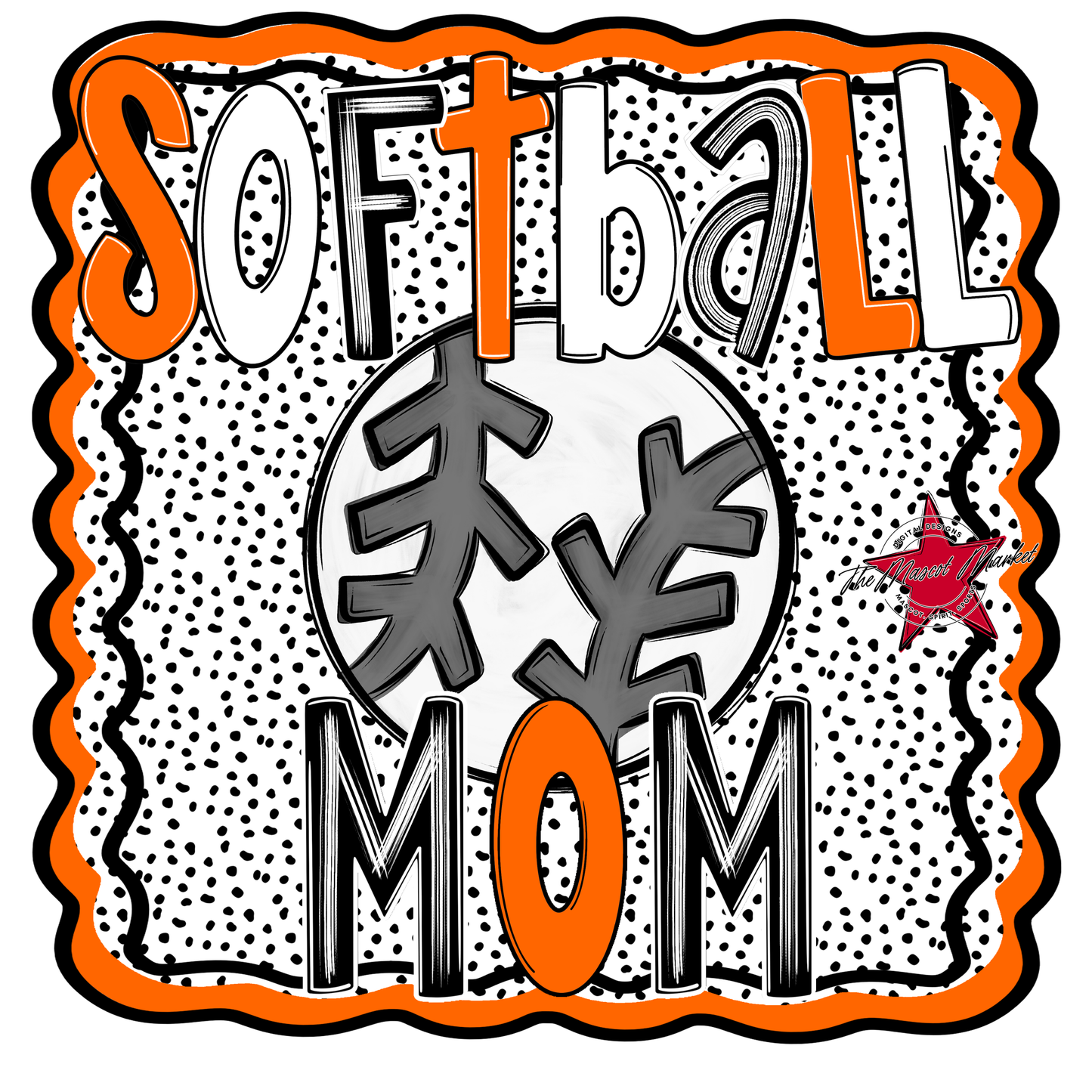 Softball Mom Dot Design-Orange