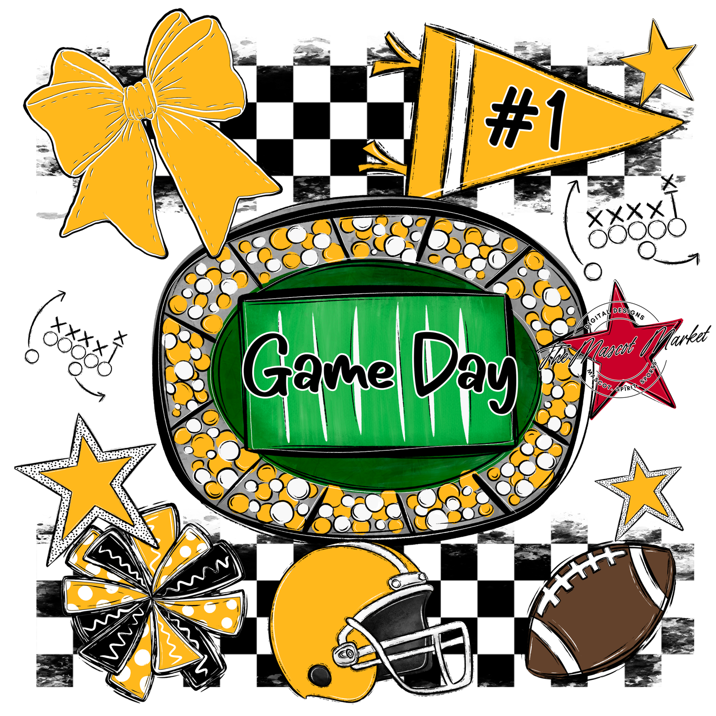 Game Day Checkers Spirit Design-Yellow