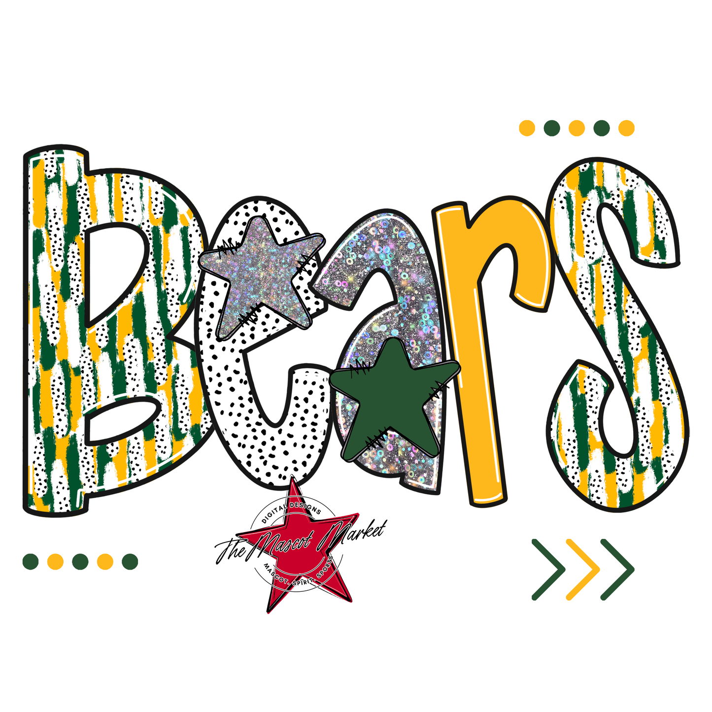 Bears Brushstroke Alpha Design-Green-Yellow