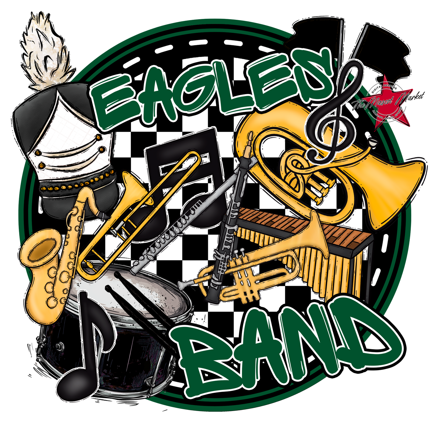 Eagles Circle Band Design-Green