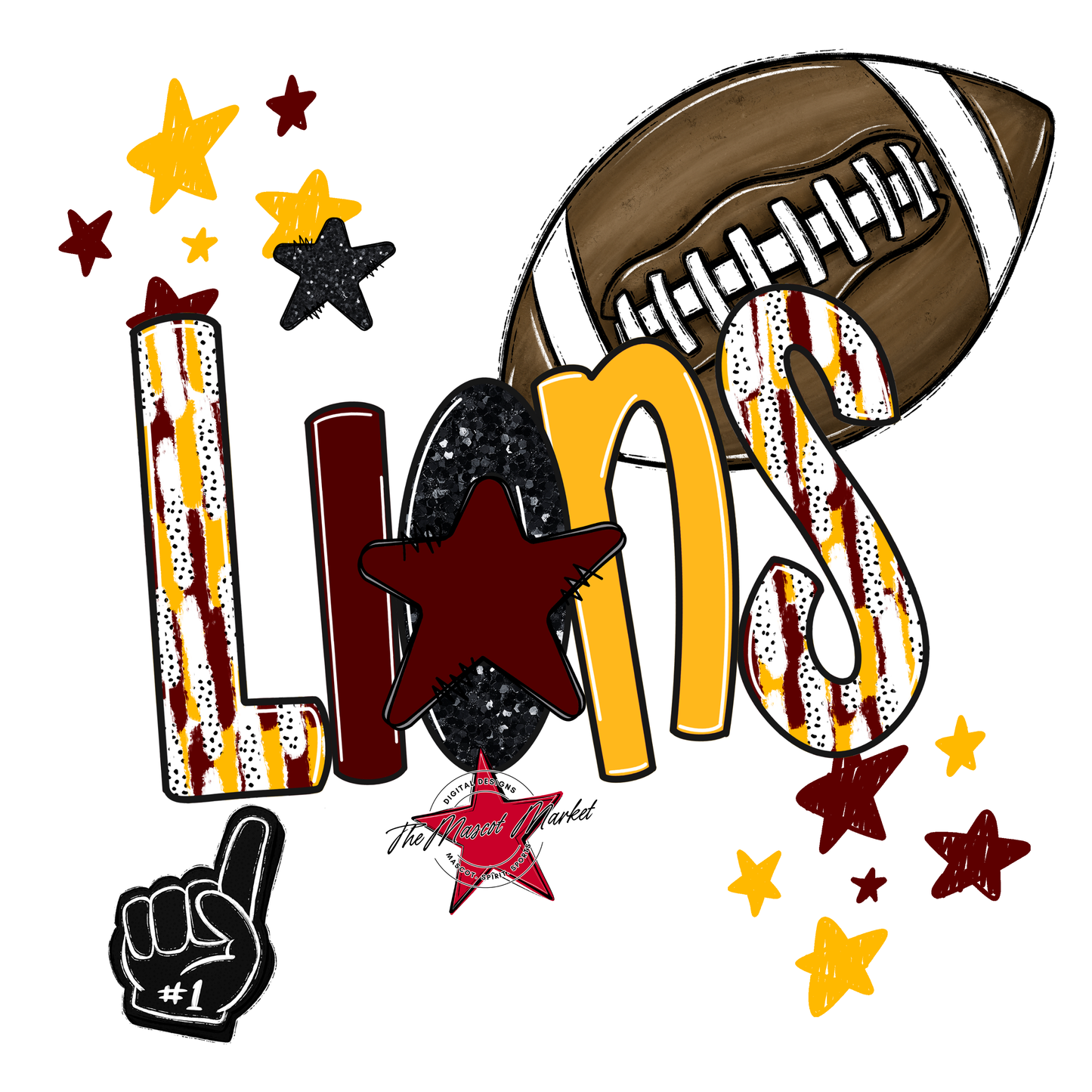 Lions Football Scrape-Maroon-Yellow